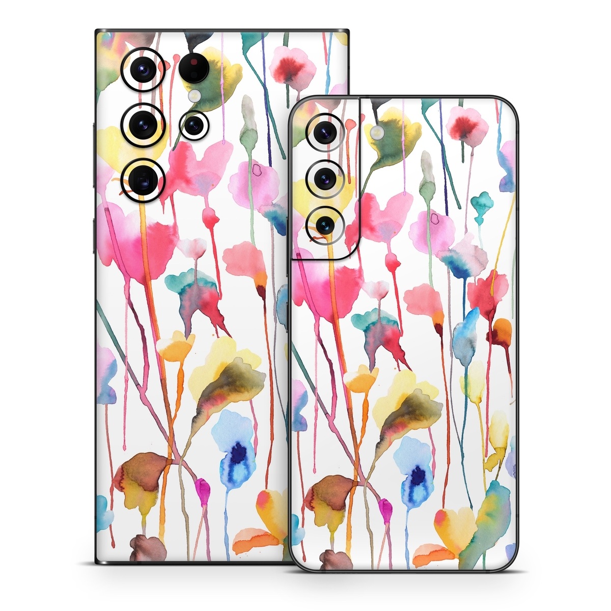 Samsung Galaxy S22 Series Skin design of Plant, Petal, Art, Font, Pattern, Automotive wheel system, Event, Visual arts, Party supply, Pole, with white, red, pink, yellow, orange, green, blue, purple colors