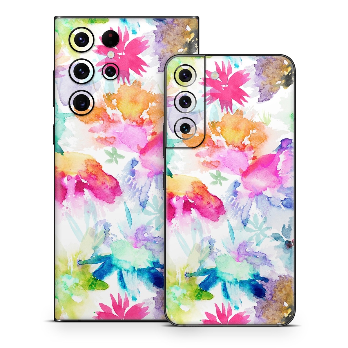 Samsung Galaxy S22 Series Skin design of Art paint, Botany, Paint, Petal, Painting, Creative arts, Art, Line, Material property, Pattern, with white, blue, green, red, pink, purple, yellow colors