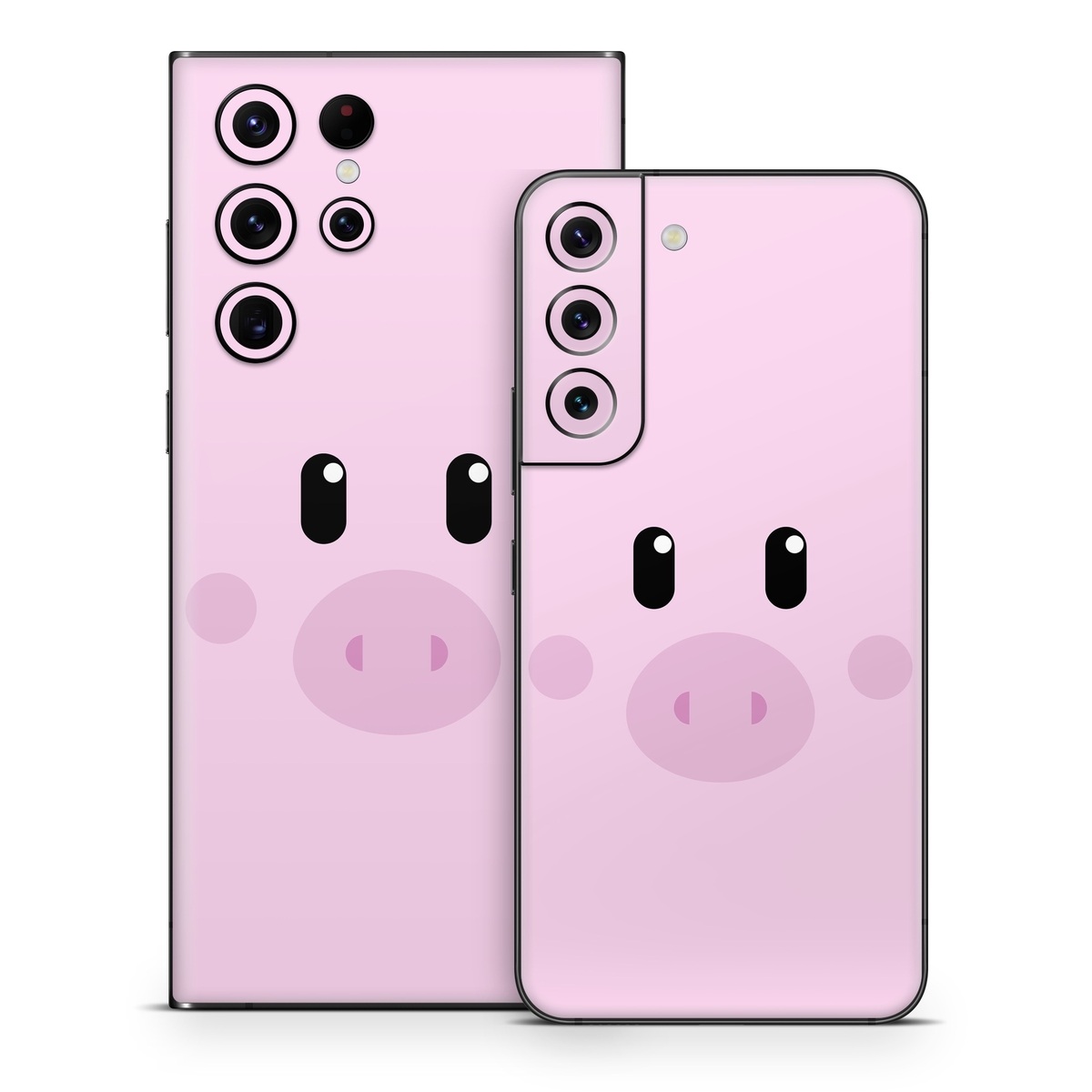 Samsung Galaxy S22 Series Skin design of Pink, Cartoon, Violet, Nose, Purple, Snout, Suidae, Material property, Illustration, Animation, with pink, black, white colors