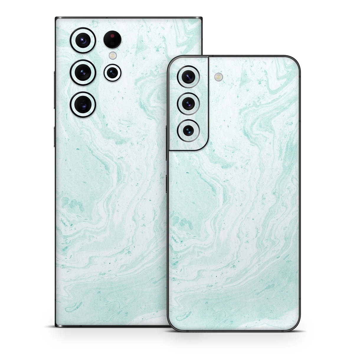 Samsung Galaxy S22 Series Skin design of White, Aqua, Pattern, with green, blue colors