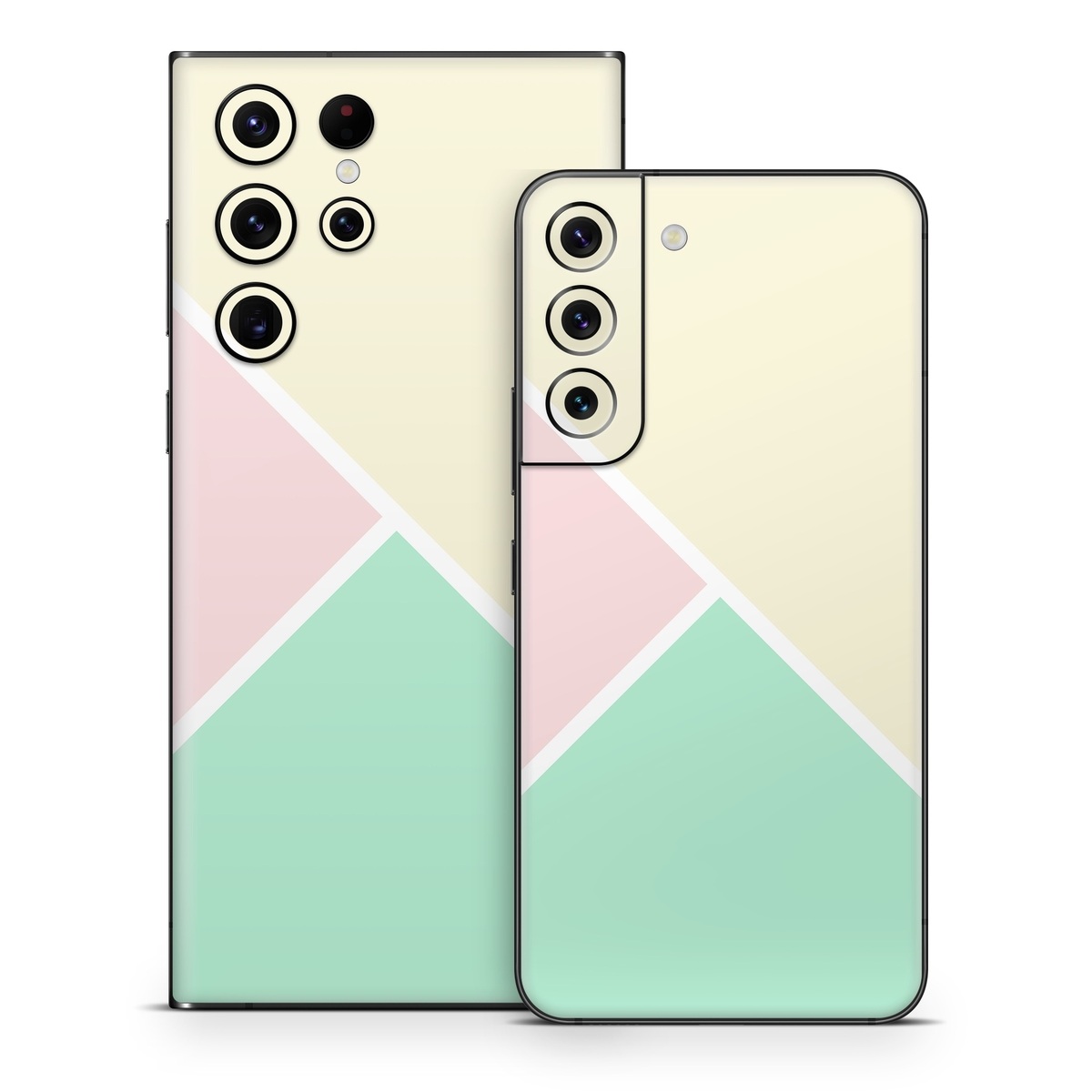 Samsung Galaxy S22 Series Skin design of Green, Aqua, Turquoise, Blue, Pink, Yellow, Line, Teal, Pattern, Design, with yellow, pink, green colors