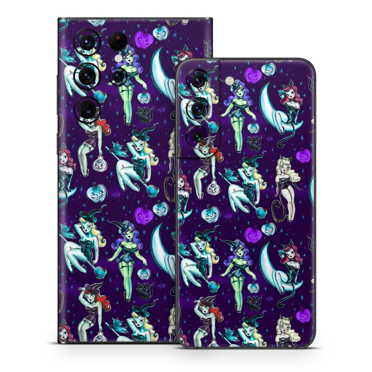 Samsung Galaxy S22 Series Skin design of Illustration, Cartoon, Violet, Art, Fictional character, Graphic design, Fiction, Visual arts, Style, Graphics, with blue, green, white, yellow, red, purple colors