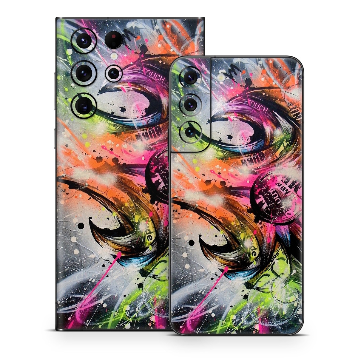 Samsung Galaxy S22 Series Skin design of Graphic design, Fractal art, Art, Illustration, Design, Graphics, Cg artwork, Font, Visual arts, Pattern, with black, gray, red, green, purple, blue colors