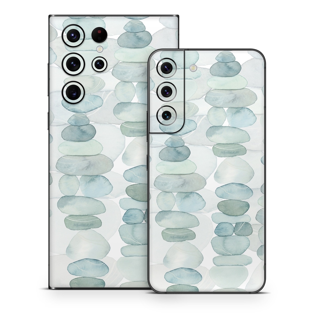 Samsung Galaxy S22 Series Skin design of Aqua, Turquoise, Circle, Pattern, Transparent material, Glass, with white, blue colors