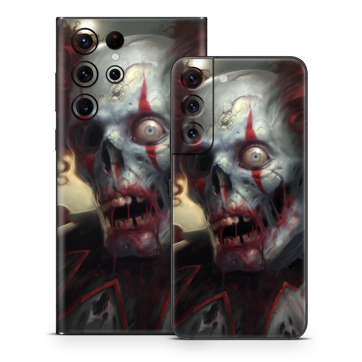 Samsung Galaxy S22 Series Skin design of Illustration, Fictional character, Fiction, Supervillain, Demon, Art, Zombie, Ghost, Supernatural creature, Flesh, with black, gray, green, red colors