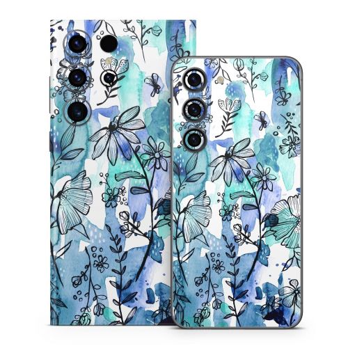 Blue Ink Floral Samsung Galaxy S23 Series Skin