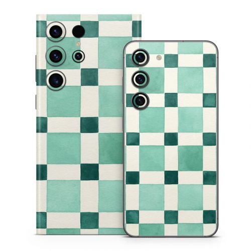 Checker Mosaic Green Samsung Galaxy S23 Series Skin
