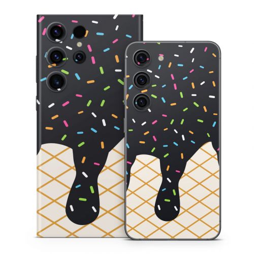 Black Ice Cream Drip Samsung Galaxy S23 Series Skin