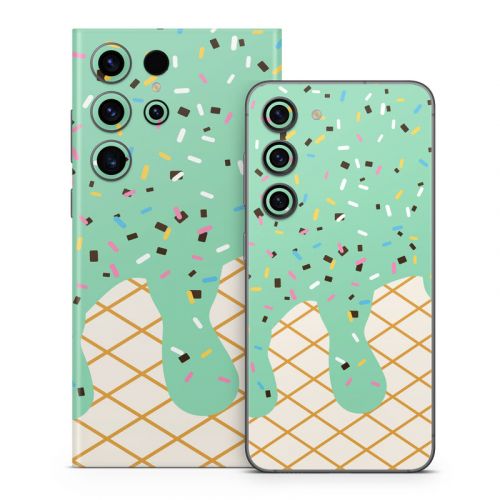 Mint Chocolate Chip Ice Cream Drip Samsung Galaxy S23 Series Skin