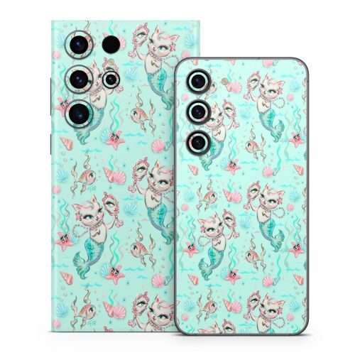 Merkittens with Pearls Aqua Samsung Galaxy S23 Series Skin