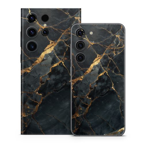 Repaired Black Marble Samsung Galaxy S23 Series Skin