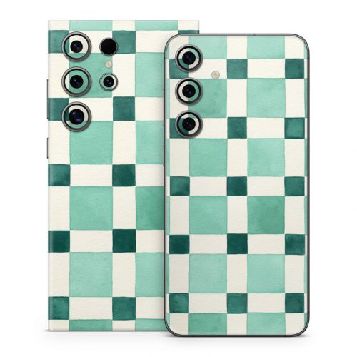 Checker Mosaic Green Samsung Galaxy S24 Series Skin