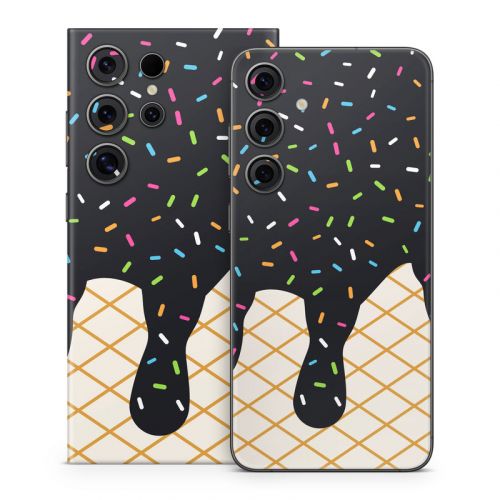 Black Ice Cream Drip Samsung Galaxy S24 Series Skin