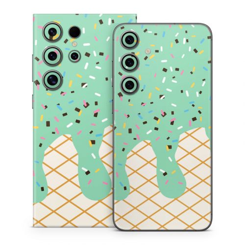 Mint Chocolate Chip Ice Cream Drip Samsung Galaxy S24 Series Skin