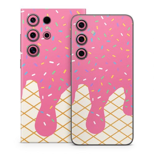 Strawberry Ice Cream Drip Samsung Galaxy S24 Series Skin