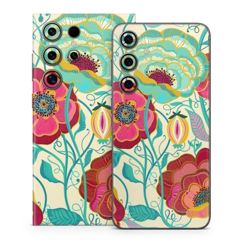 Golden Flowers Samsung Galaxy S24 Series Skin