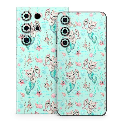 Merkittens with Pearls Aqua Samsung Galaxy S24 Series Skin