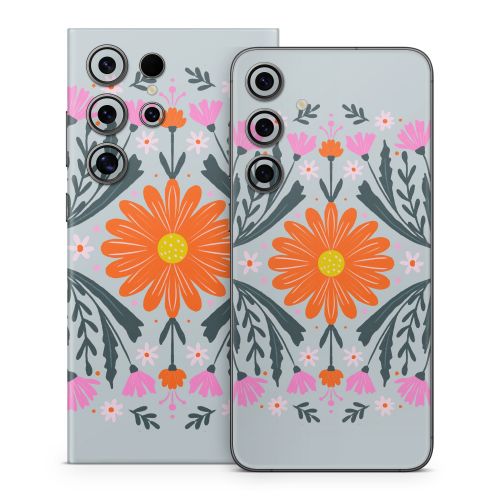 Pink and Orange Flowers Samsung Galaxy S24 Series Skin