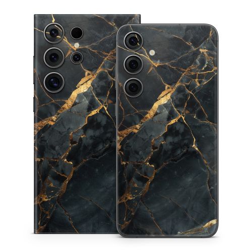 Repaired Black Marble Samsung Galaxy S24 Series Skin