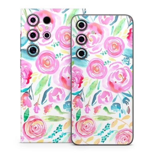 Watercolor Roses Samsung Galaxy S24 Series Skin