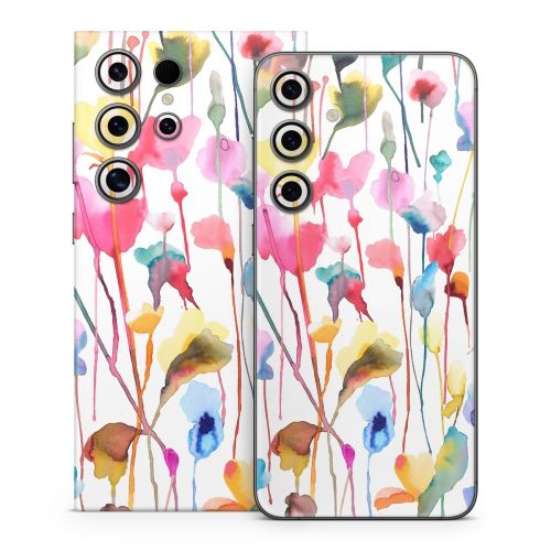 Watercolor Wild Flowers Samsung Galaxy S24 Series Skin