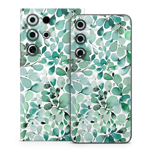Watercolor Eucalyptus Leaves Samsung Galaxy S24 Series Skin