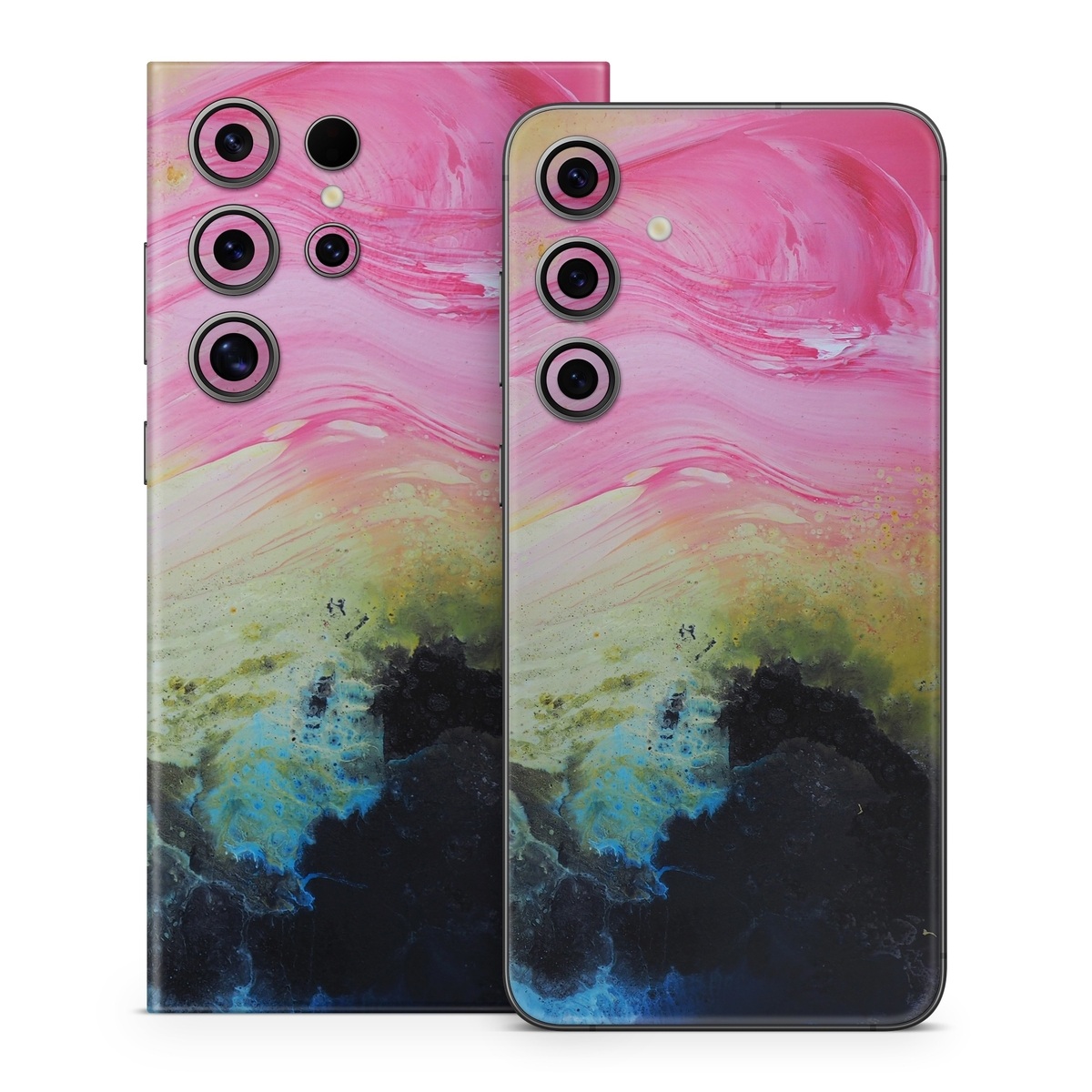 Samsung Galaxy S24 Series Skin design of Painting, Modern art, Acrylic paint, Art, Pink, Watercolor paint, Visual arts, Paint, Artwork, Magenta, with pink, yellow, orange, blue, black, red colors