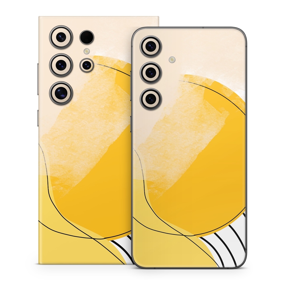 Samsung Galaxy S24 Series Skin design of Yellow, Line, Illustration, Graphics, with white, black, brown, yellow colors