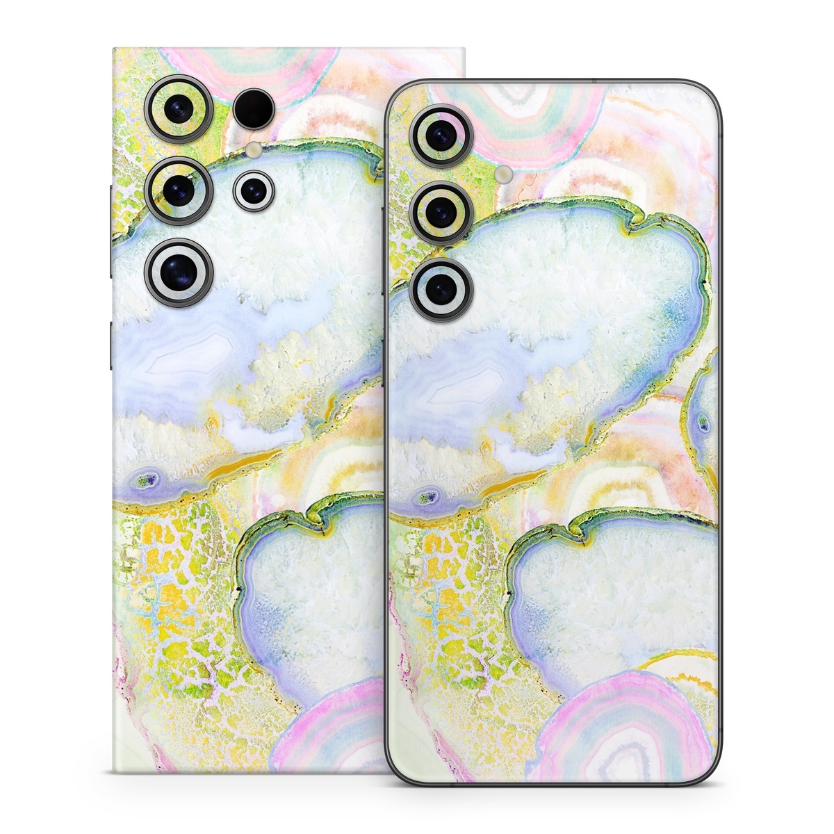 Samsung Galaxy S24 Series Skin design of Watercolor paint, Illustration, Paint, Child art, Art, with blue, purple, green, yellow, pink colors