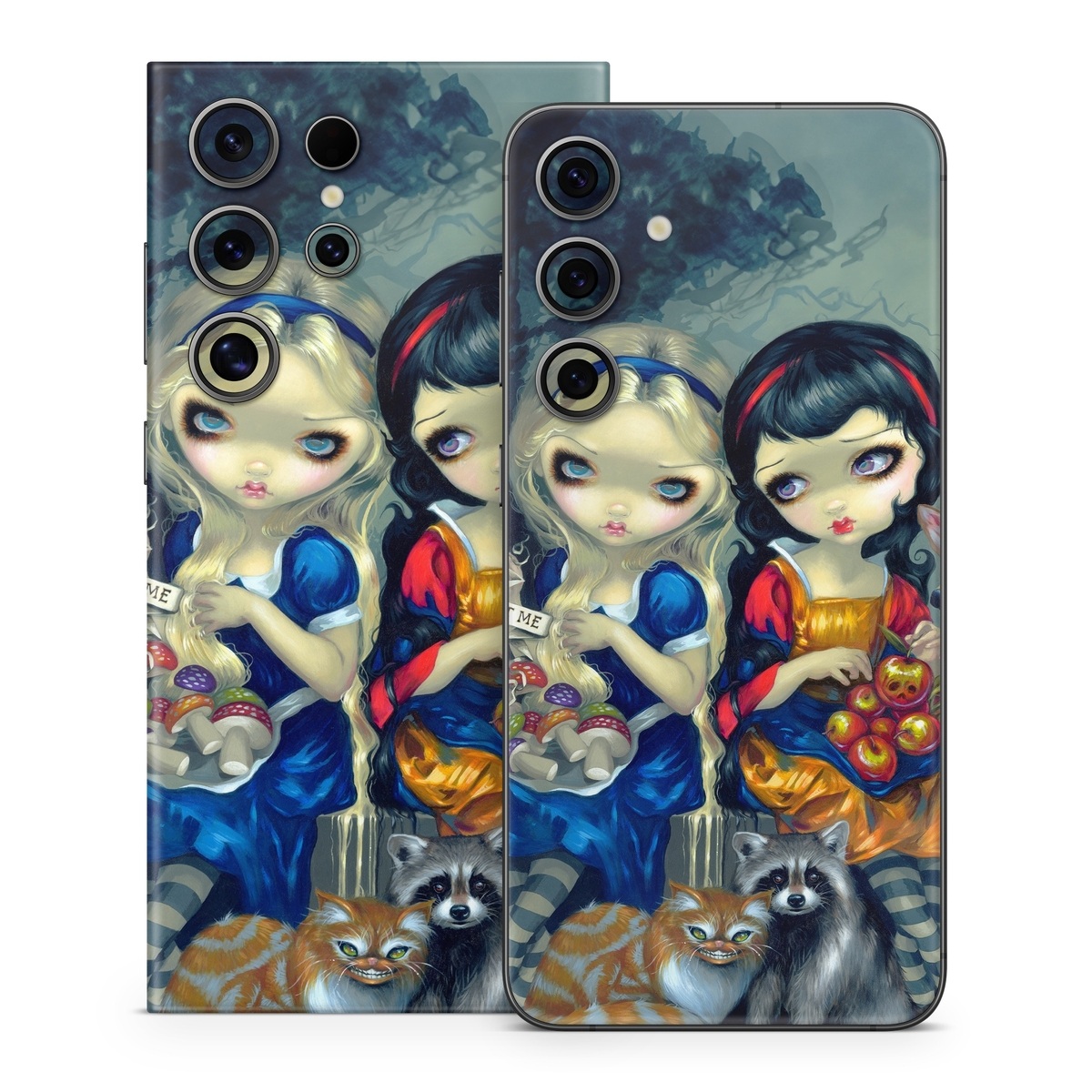 Samsung Galaxy S24 Series Skin design of Doll, Cartoon, Illustration, Cat, Art, Fawn, Toy, Fictional character, Whiskers, with blue, yellow, red, orange, gray colors