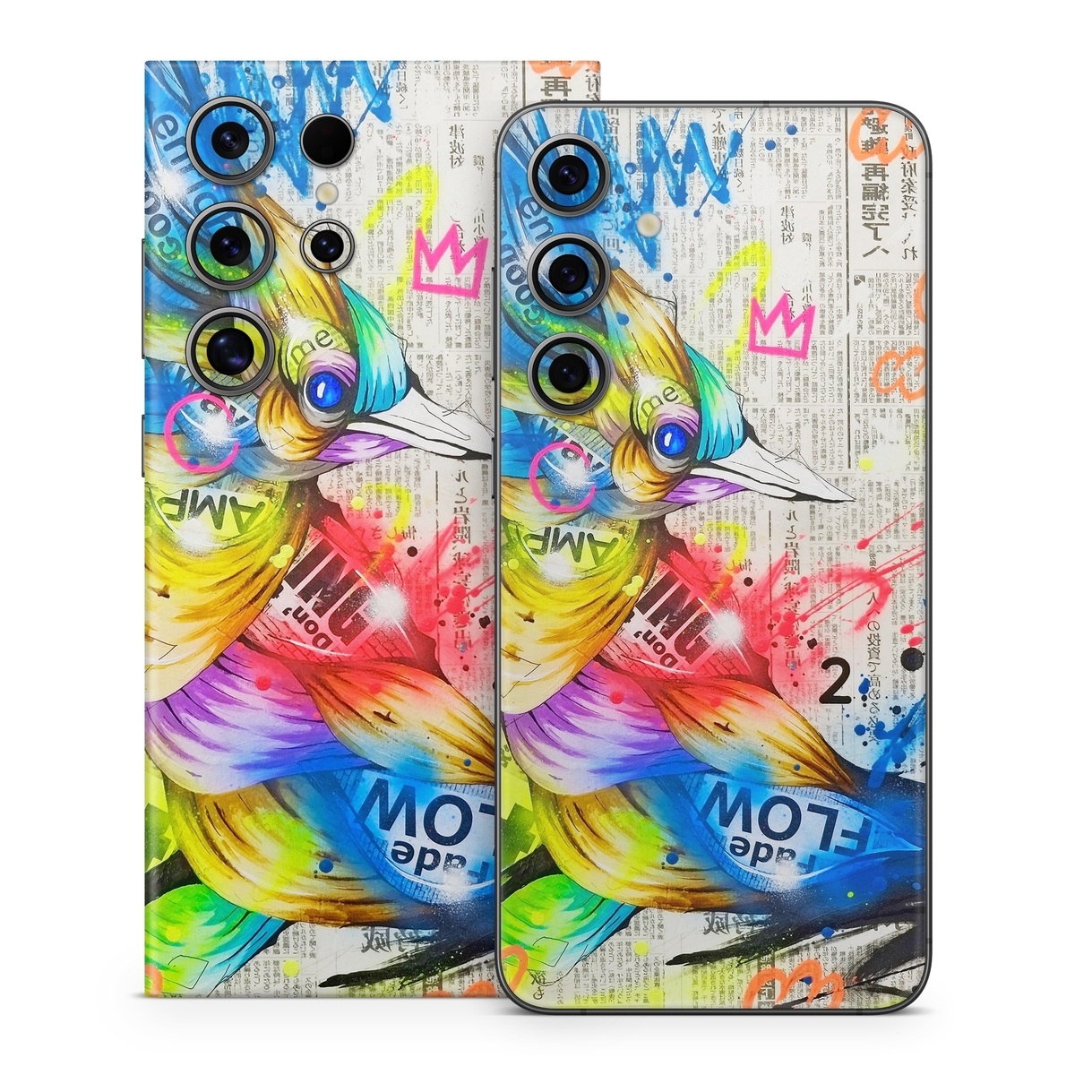 Samsung Galaxy S24 Series Skin design of Graphic design, Font, Art, Graphics, Illustration, with blue, red, orange, pink, white, black, yellow, green colors