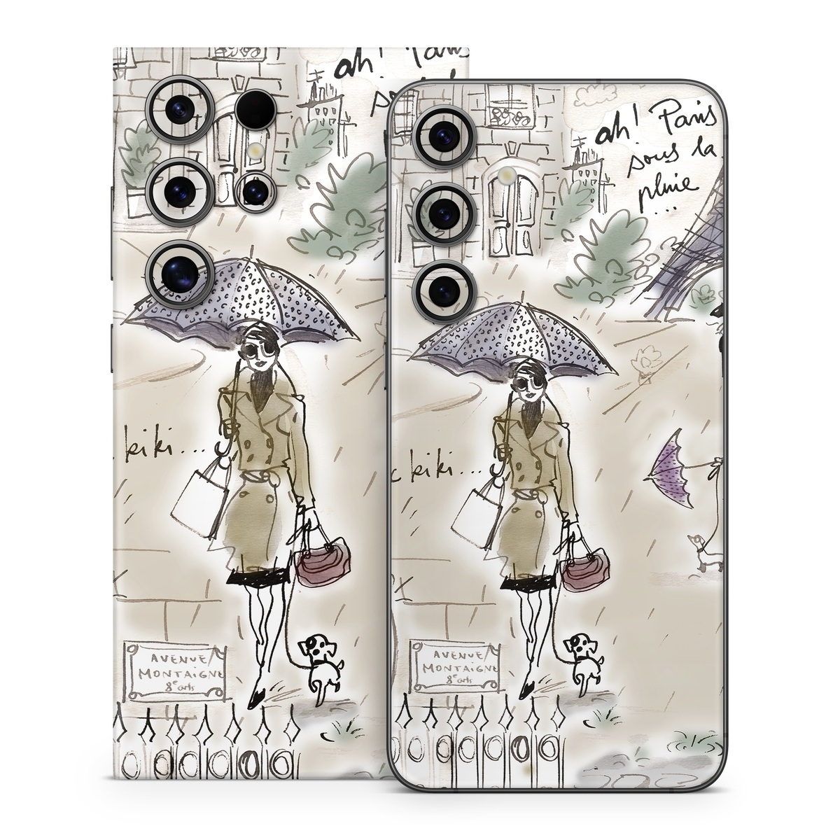 Samsung Galaxy S24 Series Skin design of Cartoon, Umbrella, Illustration, Organism, Art, Fiction, Fictional character, with brown, gray, purple colors
