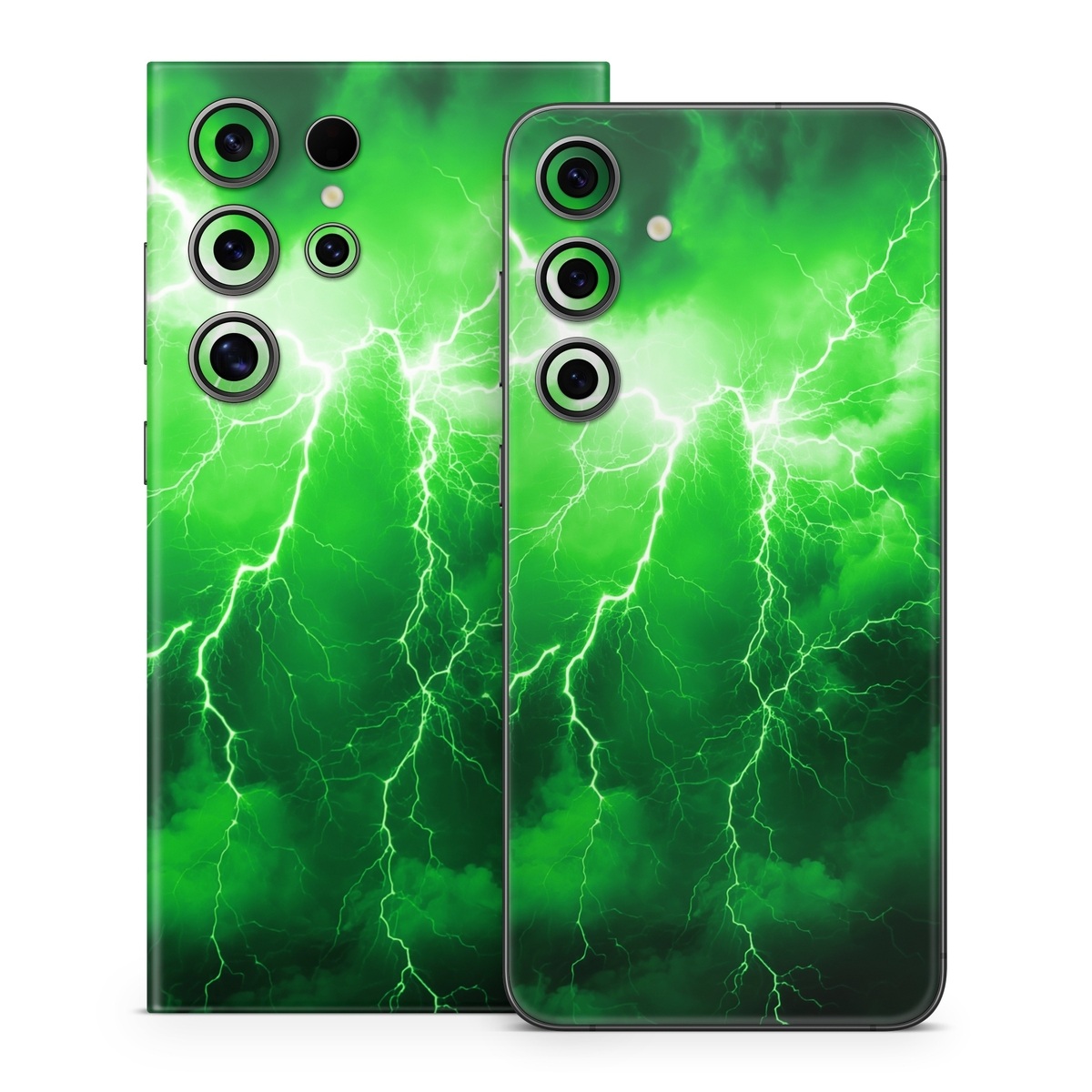 Samsung Galaxy S24 Series Skin design of Water, Atmosphere, Thunder, Light, Green, Sky, Natural environment, Natural landscape, Electricity, Organism, with black, green colors
