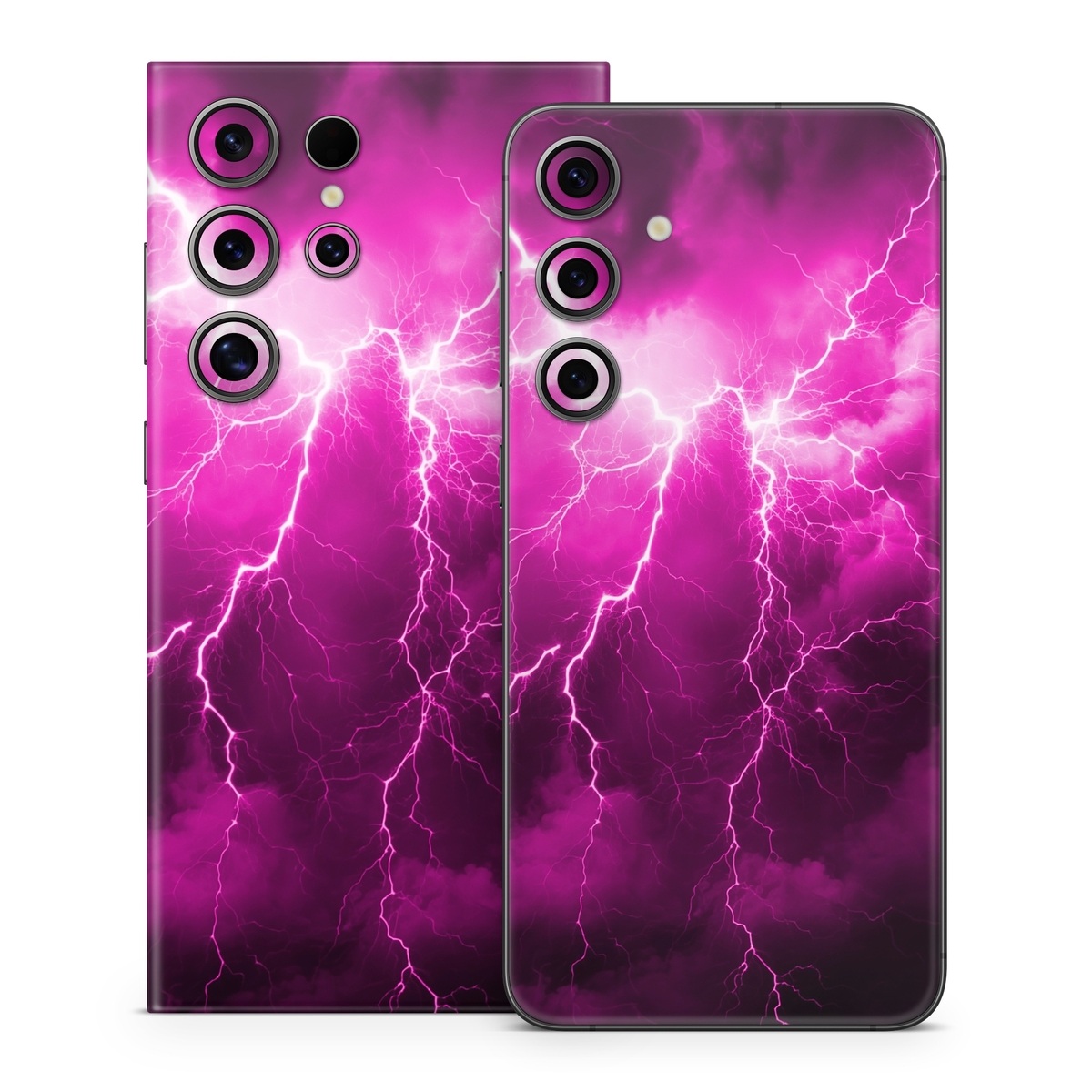 Samsung Galaxy S24 Series Skin design of Sky, Thunder, Lightning, Thunderstorm, Atmosphere, White, Purple, Light, Nature, Water, with black, pink colors