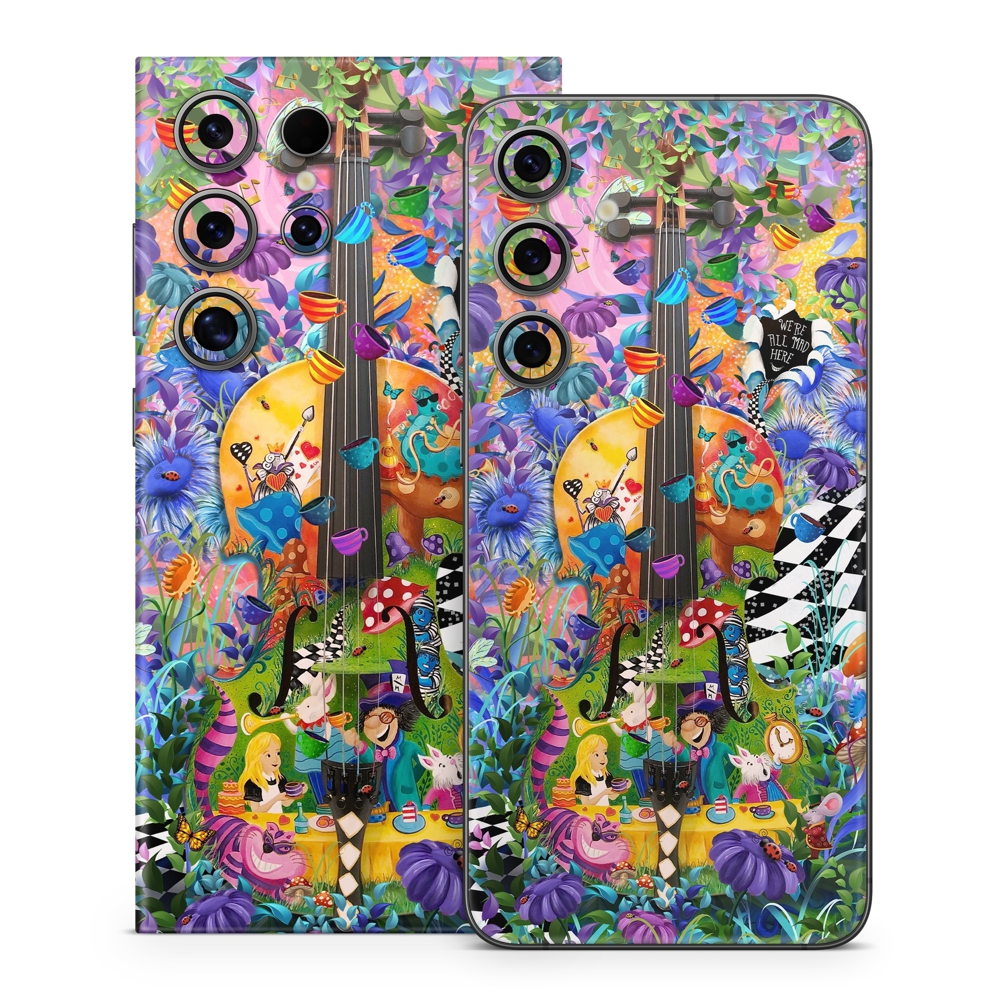 Samsung Galaxy S24 Series Skin design of Textile, Organism, Painting, Art, Pattern, Creative arts, Electric blue, Visual arts, Graphics, Illustration, with purple, blue, white, black, yellow, orange, green, pink, brown, red colors