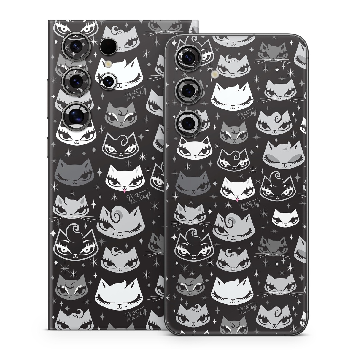 Samsung Galaxy S24 Series Skin design of Pattern, Design, Headgear, Hat, Smile, Team, Crowd, with black, white, gray colors