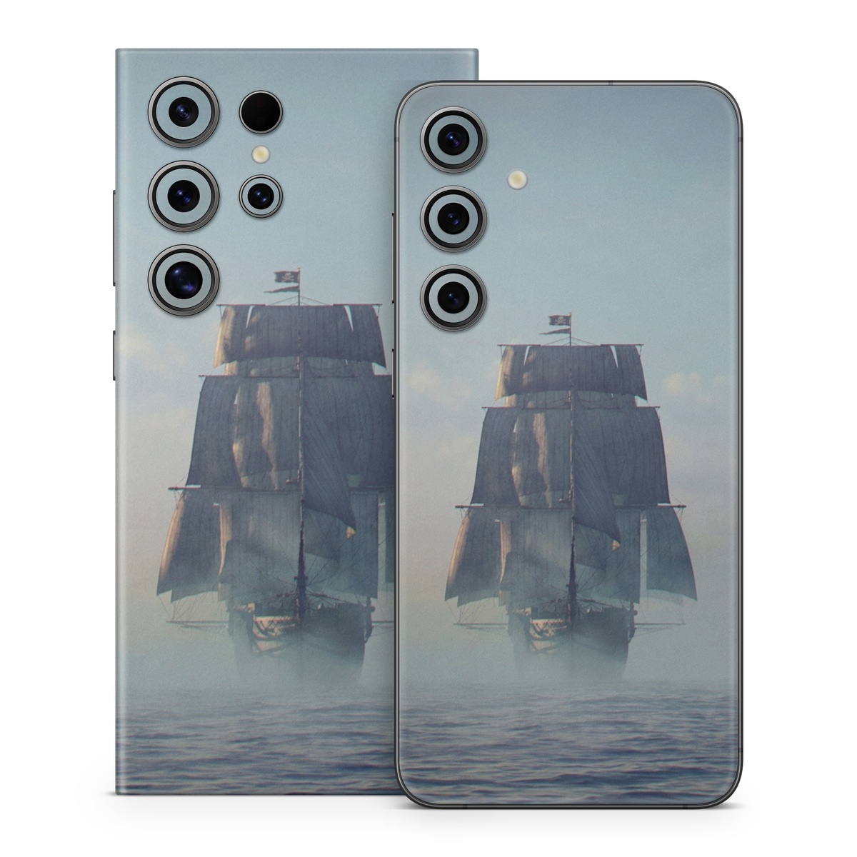 Samsung Galaxy S24 Series Skin design of Atmospheric phenomenon, Vehicle, Mode of transport, Watercraft, Ship, Sea, with white, blue, black, gray colors