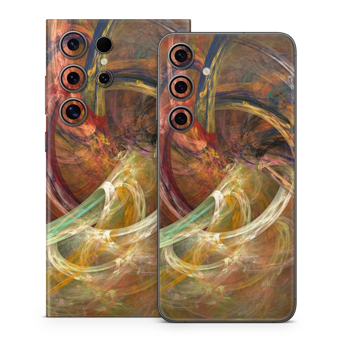 Samsung Galaxy S24 Series Skin design of Fractal art, Art, Painting, Visual arts, Modern art, Graphics, Artwork, Stock photography, Circle, Space, with brown, red, yellow, orange, green colors