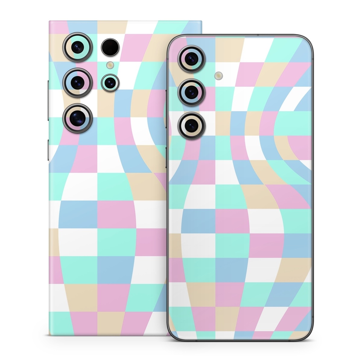 Samsung Galaxy S24 Series Skin design of Azure, Textile, Rectangle, Art, Pink, Painting, Aqua, Font, Magenta, Material property, with white, blue, pink colors