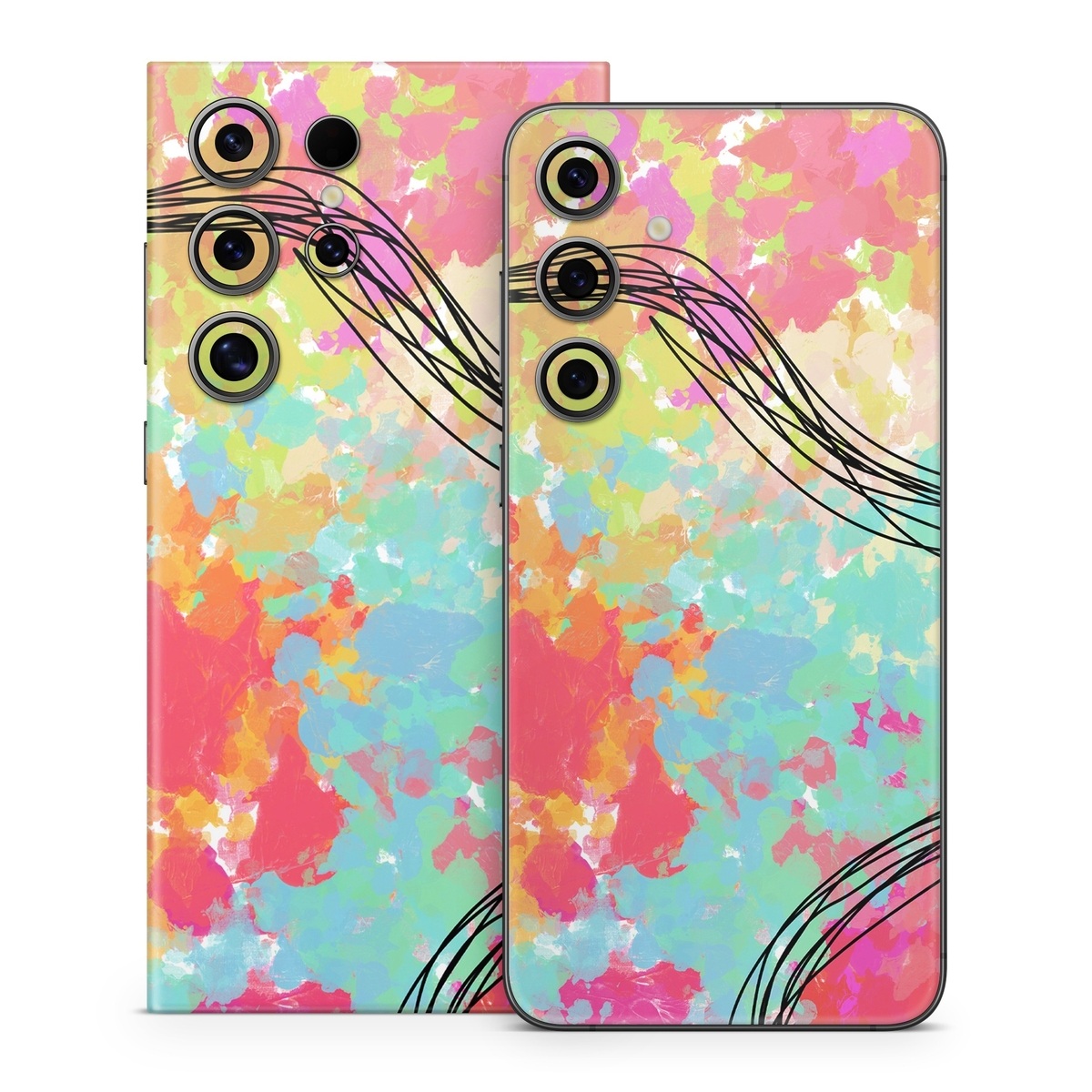 Samsung Galaxy S24 Series Skin design of Pattern, Line, Graphic Design, Design, Visual Arts, Art, Plant, Wallpaper, Illustration, Cg Artwork, with black, white, red, pink, blue, green, yellow, orange, brown colors