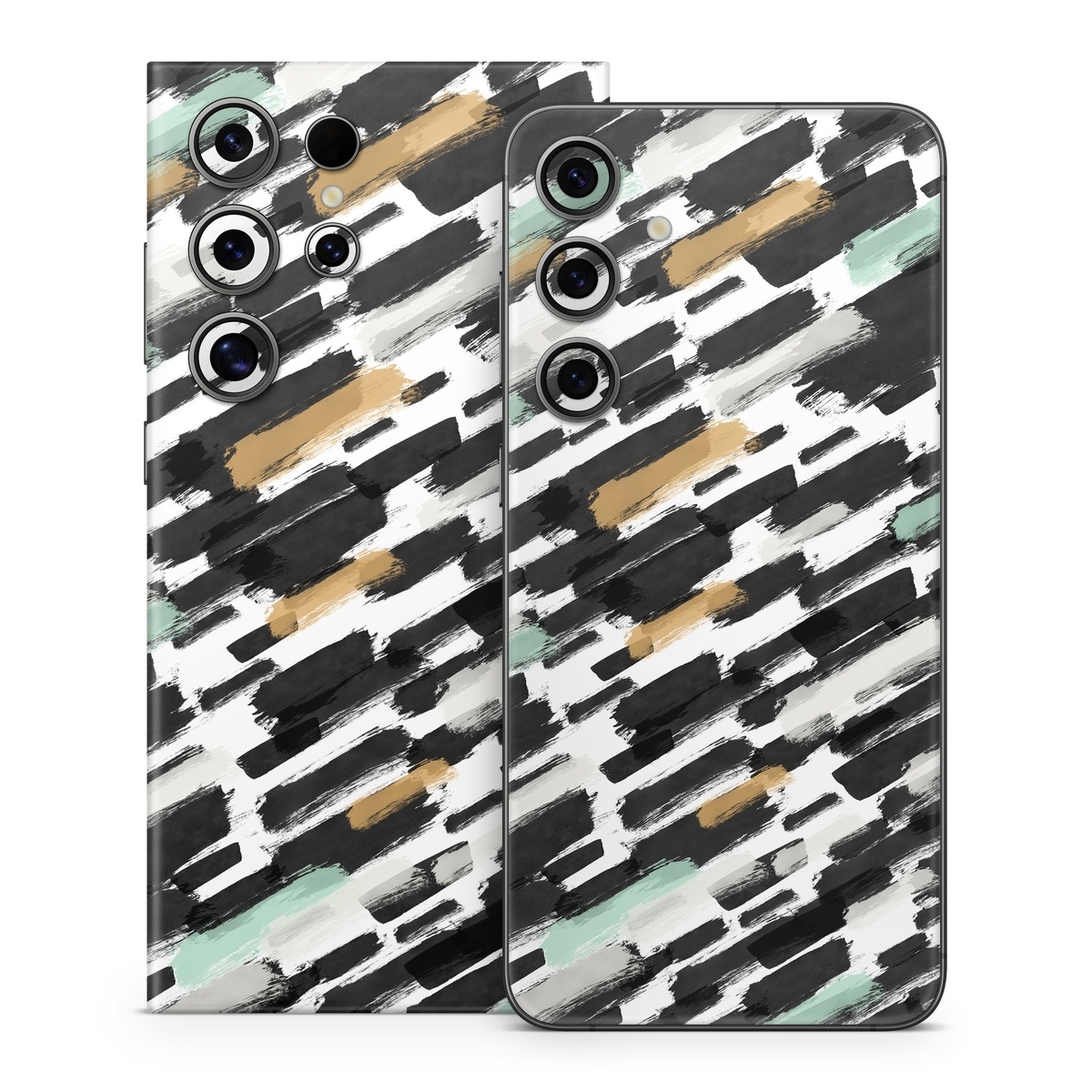Samsung Galaxy S24 Series Skin design of Pattern, Line, Design, Material property, Rectangle, with black, white, orange, blue, yellow colors