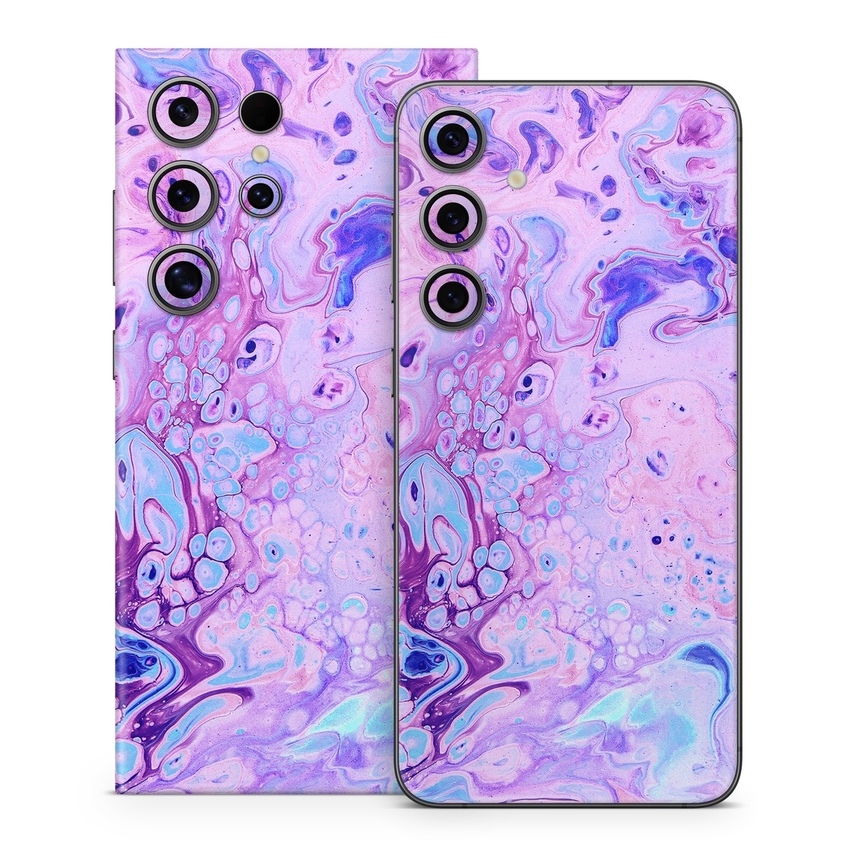 Samsung Galaxy S24 Series Skin design of Purple, Violet, Lilac, Art, Pattern, Modern art, Painting, Visual arts, Acrylic paint, Magenta, with pink, purple, blue colors