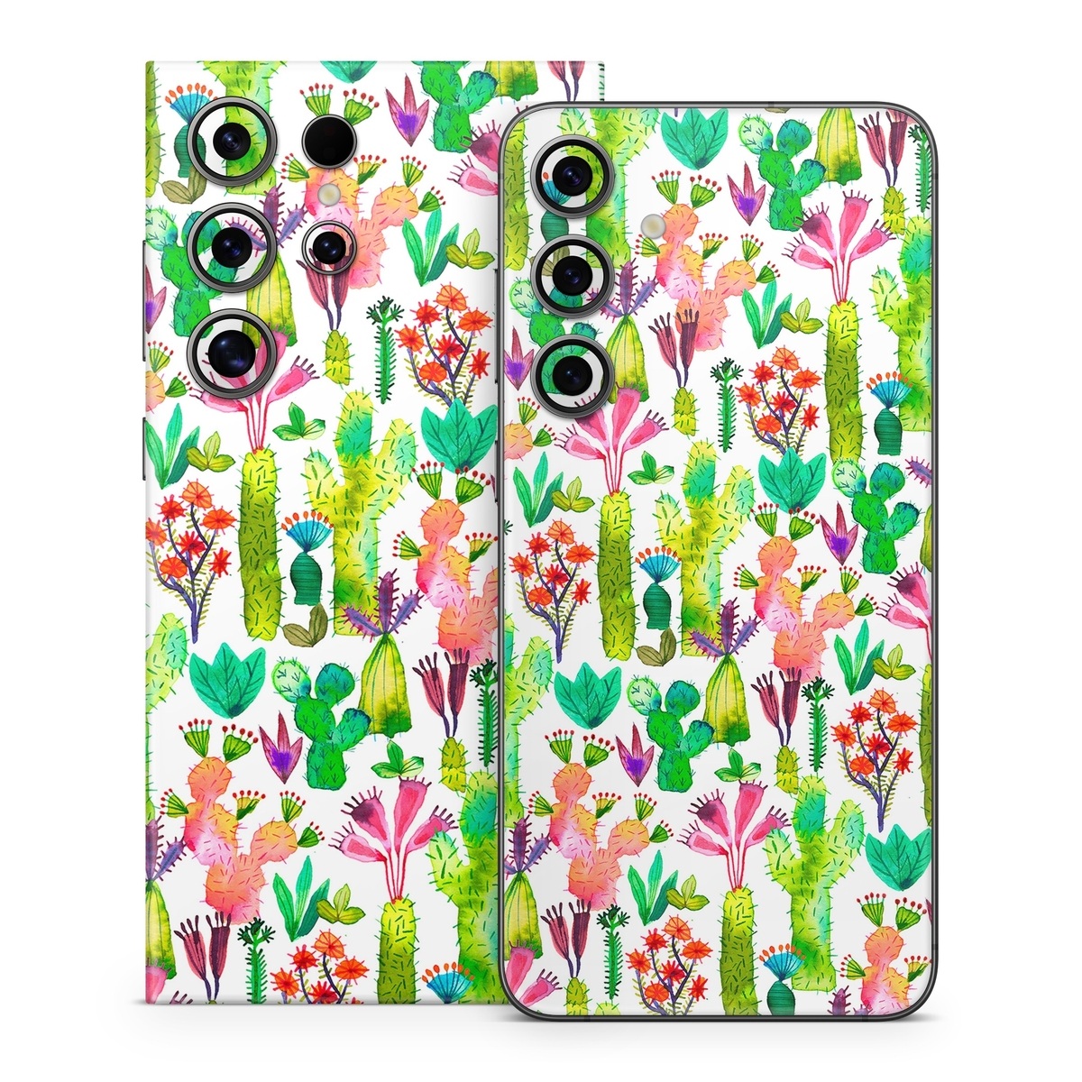 Samsung Galaxy S24 Series Skin design of Pattern, Floral design, Plant, Wildflower, Wrapping paper, with white, green, red, purple, pink, black colors