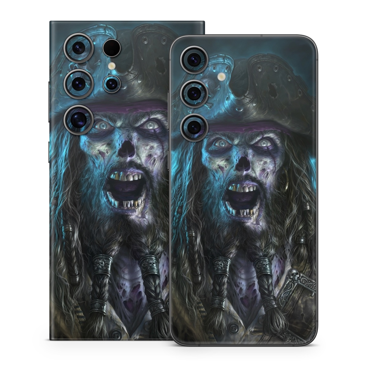Samsung Galaxy S24 Series Skin design of Darkness, Illustration, Art, Ghost, Fictional character, Beard, with black, white, blue, gray colors