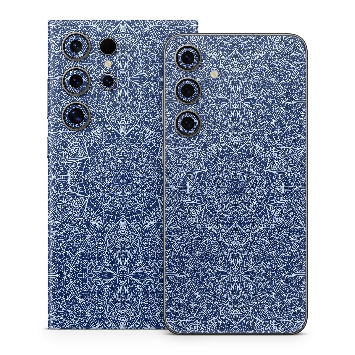 Samsung Galaxy S24 Series Skin design of Blue, Pattern, Azure, Cobalt blue, Design, Textile, Electric blue, Wallpaper, Symmetry, with blue, white colors