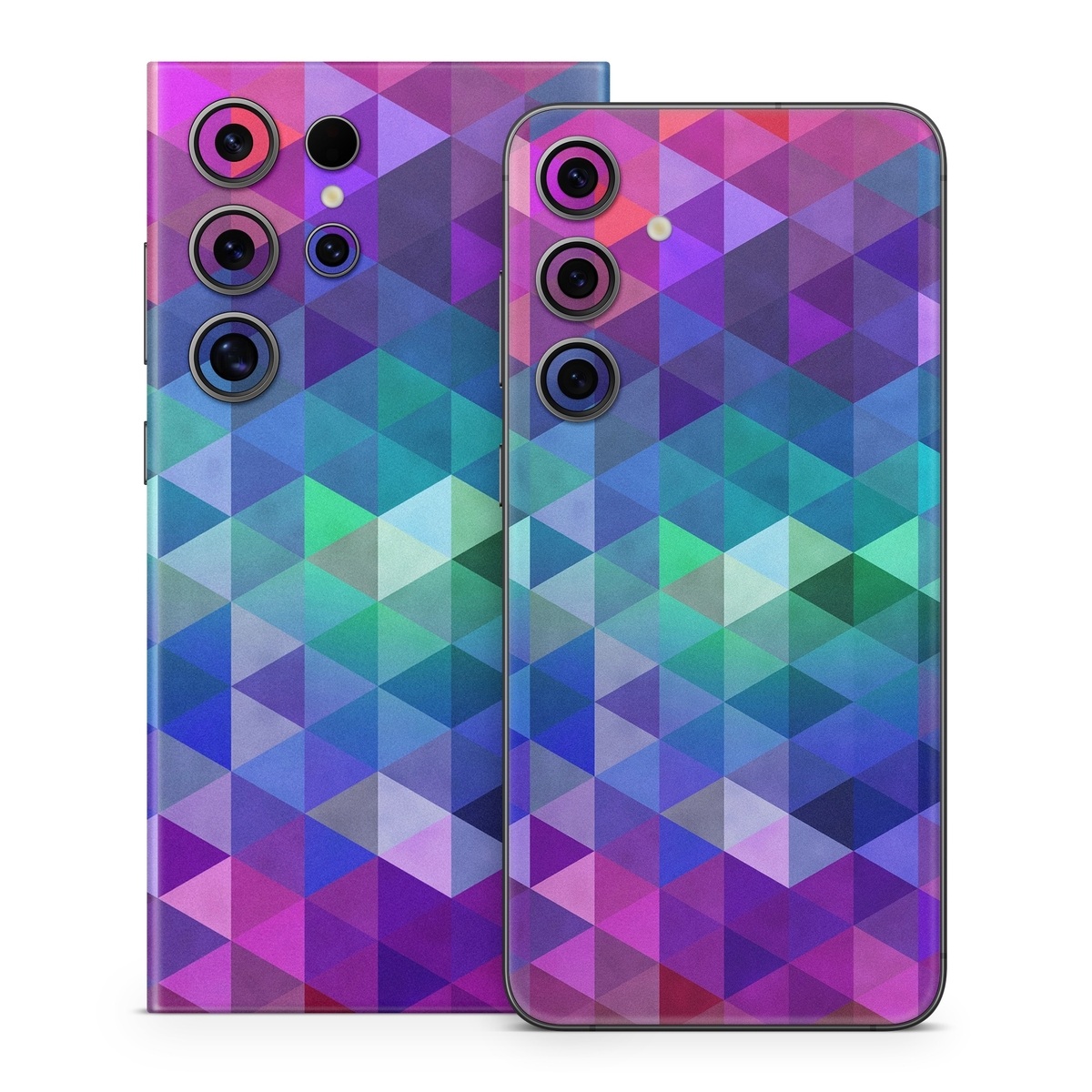 Samsung Galaxy S24 Series Skin design of Purple, Violet, Pattern, Blue, Magenta, Triangle, Line, Design, Graphic design, Symmetry, with blue, purple, green, red, pink colors