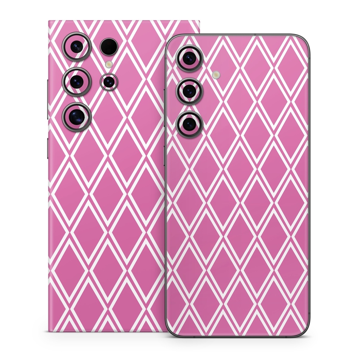 Samsung Galaxy S24 Series Skin design of Pink, Rectangle, Font, Material property, Magenta, Symmetry, Parallel, Pattern, Peach, Circle, with pink, white colors