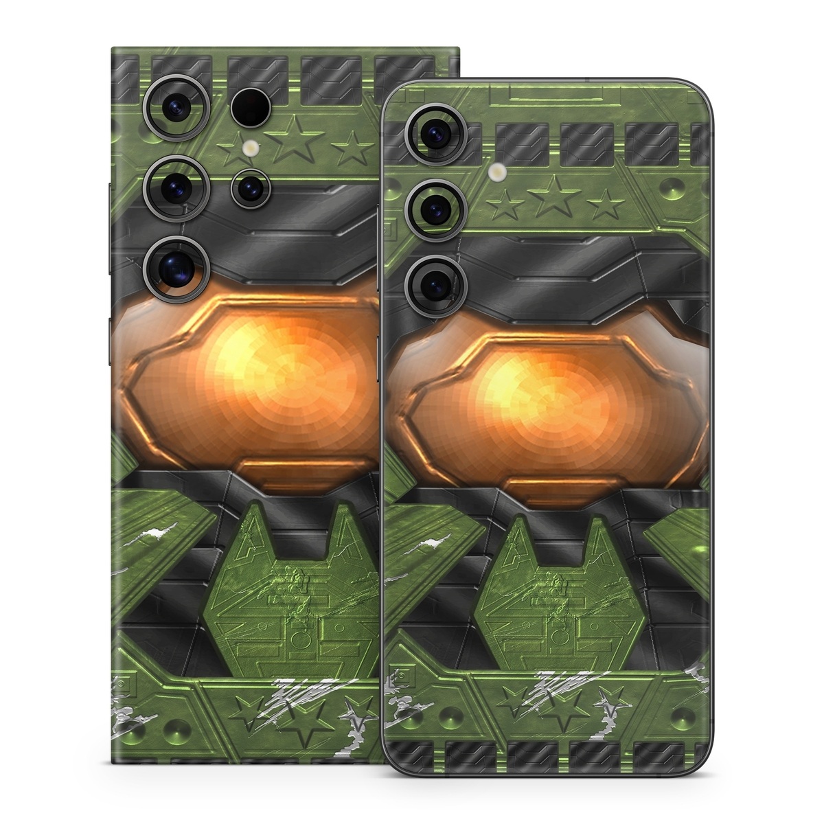 Samsung Galaxy S24 Series Skin design of Green, Fictional character, Games, Fiction, Pc game, Illustration, Strategy video game, Digital compositing, Art, Screenshot, with green, yellow, orange, black colors