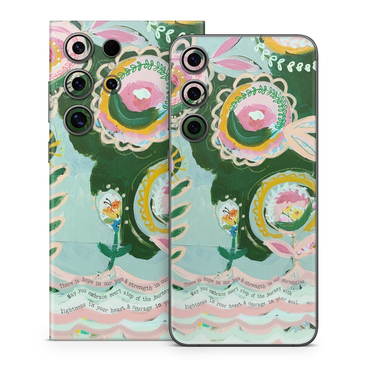 Samsung Galaxy S24 Series Skin design of Textile, Art, Font, Creative arts, Pattern, Painting, Circle, Illustration, Motif, Drawing, with blue, green, pink, yellow, orange, black colors
