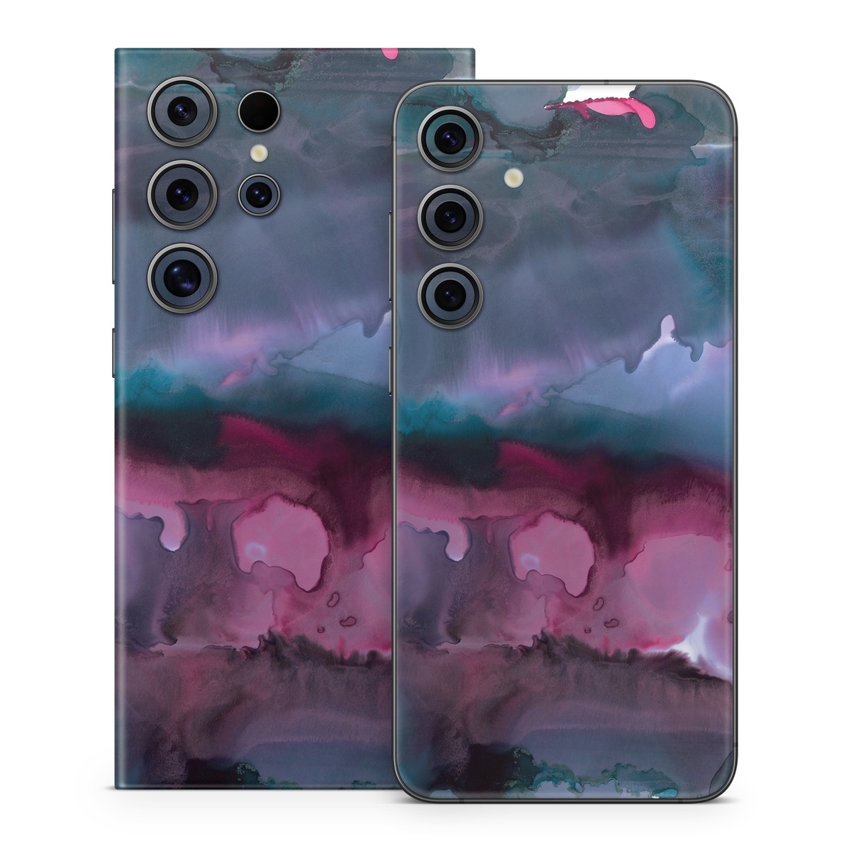 Samsung Galaxy S24 Series Skin design of Watercolor paint, Purple, Painting, Ice, Magenta, Sky, Art, Cloud, Paint, Modern art, with black, white, purple, blue, red colors
